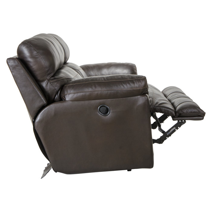 Wade Logan® Alonii 90.5" Leather Match Pillow Top Arm Reclining Sofa